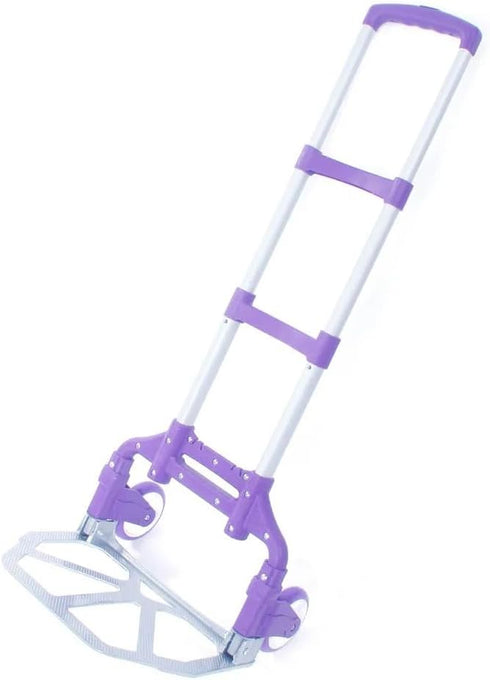 165 lbs 15.35x11.02 Inch Portable Folding Hand Truck Dolly Cart, Purple Aluminum Alloy Luggage Trolley, Capacity