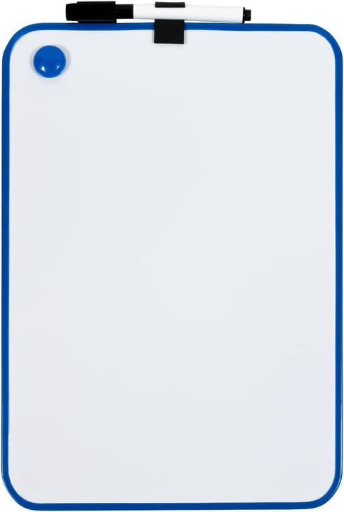 JAM PAPER Magnetic Dry Erase Foam Boards 8 x 12 with Black Board Marker, Blue Border, Sold Individually