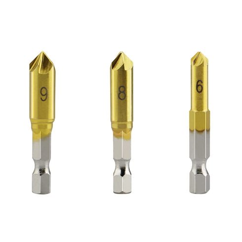 Countersink Drill Bit Set, 3 Pcs 5 Flute Counter Sinker Drill Bits for Wood Metal Quick Change