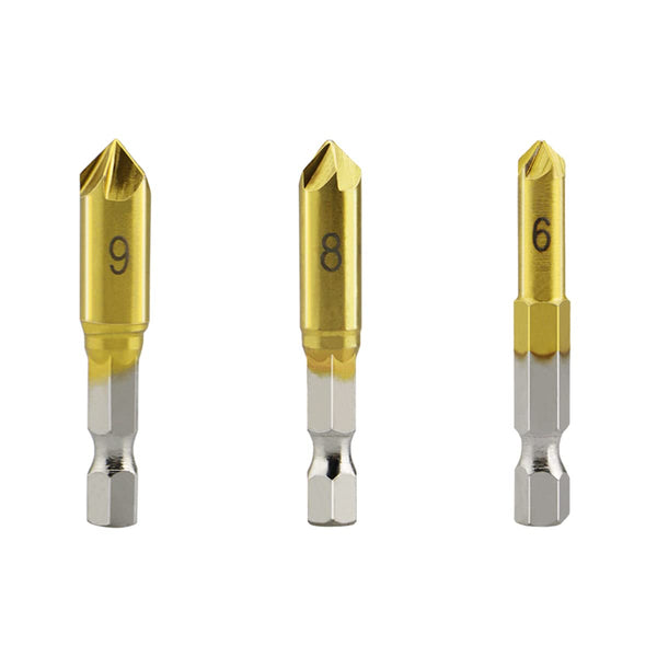 Countersink Drill Bit Set, 3 Pcs 5 Flute Counter Sinker Drill Bits for Wood Metal Quick Change