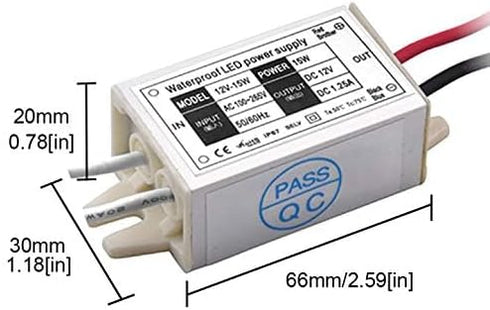 IP67 15W 12V 120VAC 12V MR11/MR16 Bulbs, (4-Pack) Klarlight Waterproof DC LED Power Supply - to DC Converter for LED