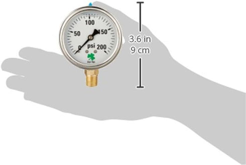 Zenport LPG200 Zen-Tek Glycerin Liquid Filled Pressure Gauge, 200 PSI