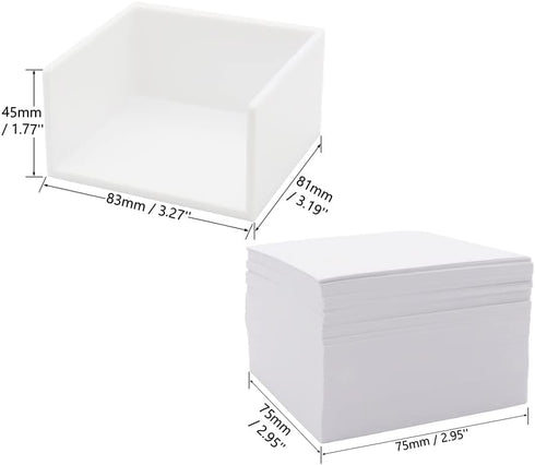 White Memo Holder with Blank Memo Notes Cube, Simple PS Notepad Organizer Dispenser, 500 Sheets