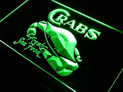 ADVPRO Crabs Fresh Seafood Restaurant LED Neon Sign Green 12" x 8.5"