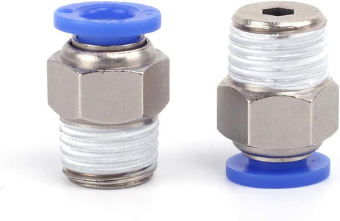 SNS 1/4" Tube OD x 1/8 NPT Male Straight Nickel Plated Brass Push to Connect Pneumatic Fittings (10 PCS)