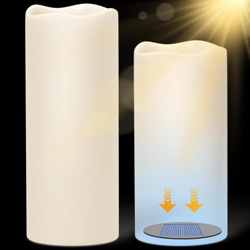 Solar Candles Outdoor Waterproof, Outdoor Candles with Sensor Timer Waterproof Flameless Candles,