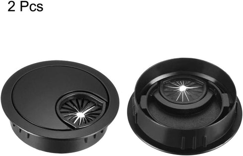 uxcell Cable Hole Cover 2" Zinc Alloy Desk Grommet for Wire Organizer, 2 Pcs (Black)
