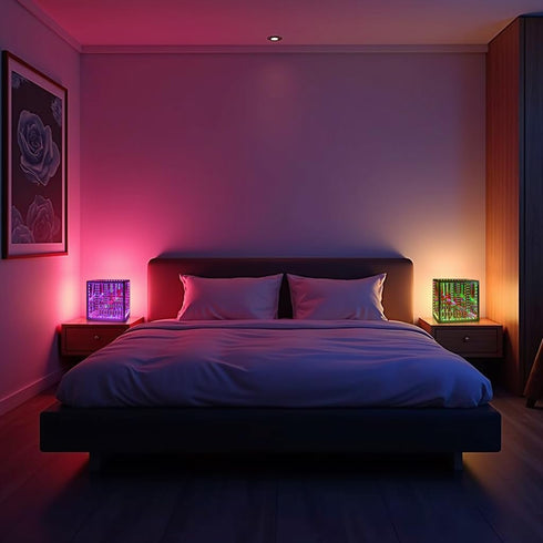 Heepulor 4Inchs) Infinity Mirror Hyper Cube Table Lamp, Desk Art Night Light, Color-Changing Music-Sync APP-Controlled