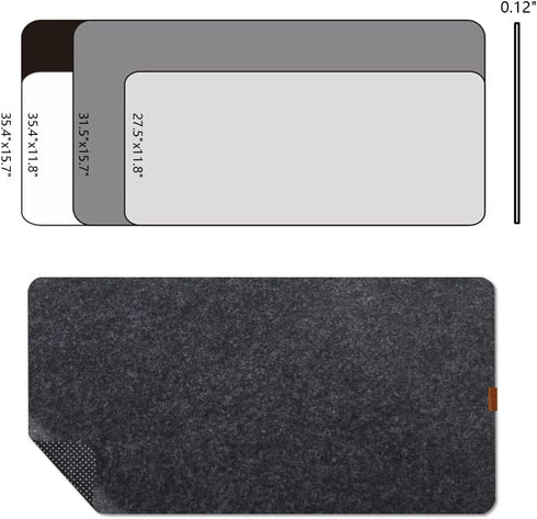 Felt Desk Mat, Non-slip Mouse Pad 31.5"x15.7" for Office Supplies, Desk Accessories for Home and Office (Light Gray)