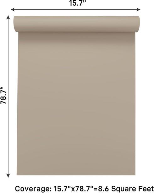 15.7''x78.7'' VaryPaper Matte Beige Brown Wallpaper Peel and Stick Light Brown Contact Paper for Walls Removable