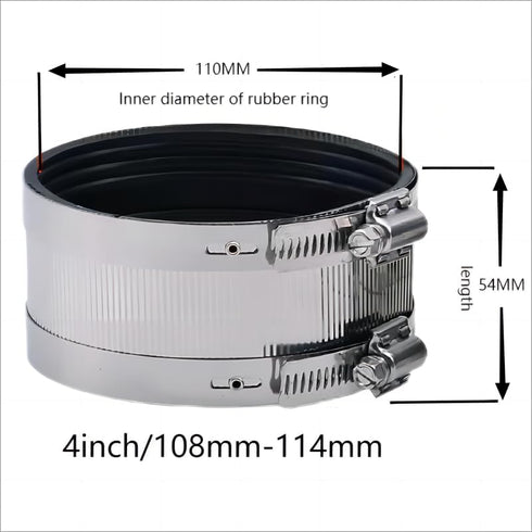 Flexible pipe Coupling with Stainless Steel Clamps.Pipe Connector for PVC and Metal Pipes (4inch/108mm-114mm) by AYCWJZM