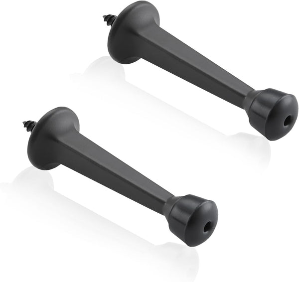 HOME MASTER HARDWARE Heavy Duty 3 in Solid Rigid Door Stop, Matte Black 2 Pack with Rubber Tip