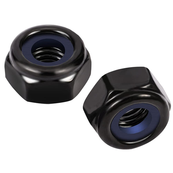 MewuDecor #8-32 Nylon Insert Hex Lock Nuts Locknuts, 304 Stainless Steel 18-8, Black