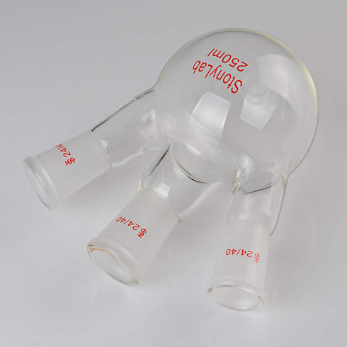 StonyLab Glass 250ml Heavy Wall 3 Neck Round Bottom Flask RBF with 24/40 Standard Taper Outer Joint