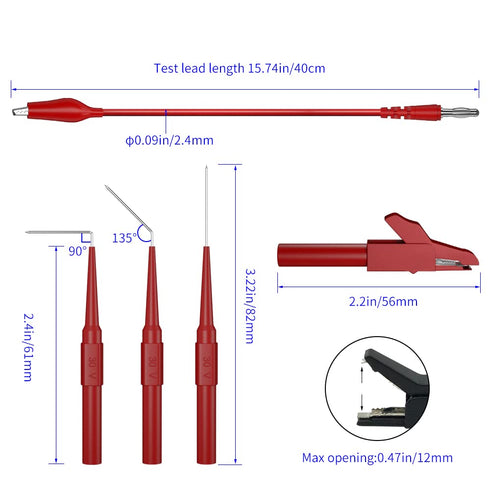 Test Lead Kit 25pcs Alligator Clip to 4mm Banana Plug Test Probe Kit for Automotive Repair Diagnosis Tools