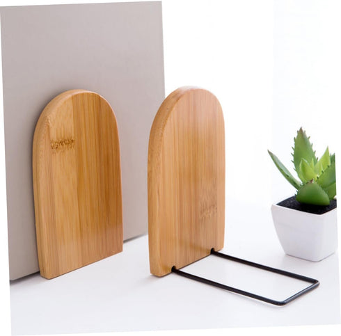 Retractable Bamboo Bookends - Elegant Desk Organizer for Home and Office