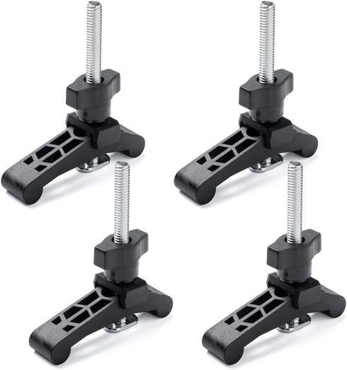 POWERTEC 71661-P2 Mini T Track Hold Down Clamps, 3-3/4 x Reinforced Plastic Clamps, 4 PK, Black