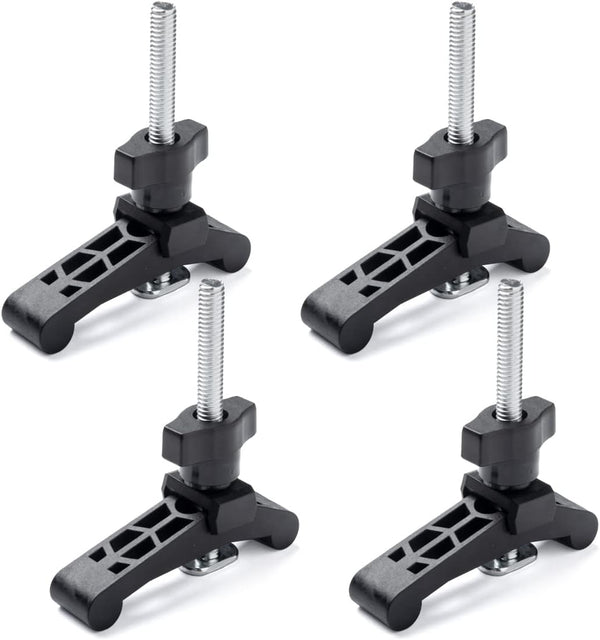 POWERTEC 71661-P2 Mini T Track Hold Down Clamps, 3-3/4 x Reinforced Plastic Clamps, 4 PK, Black