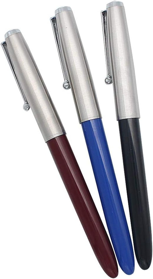 Jinhao 51A Fountain Pen Set, Set of 3 Stainless Steel with EF Nib, School Office Supplies, Diversity Colors (Blue, Red,