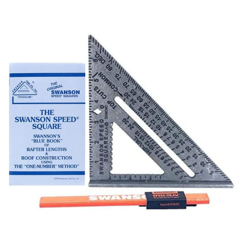 Swanson Tool Co S0101SDP217 Value Pack - 7 inch Die Cast Aluminum Speed Square and Carpenter Pencil Holder