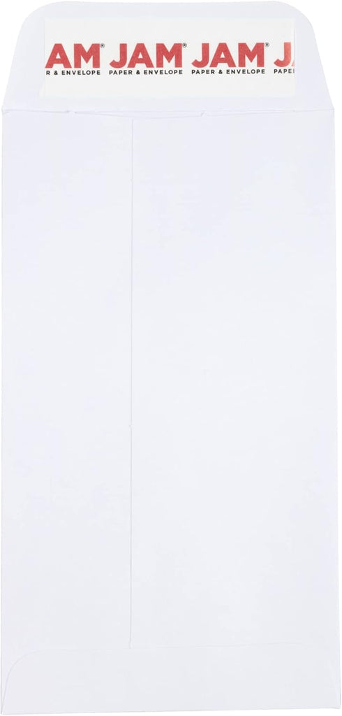 JAM PAPER #6 Coin Business Envelopes - 3 3/8 x 6 - White - 50/Pack with Peel and Seal Closure