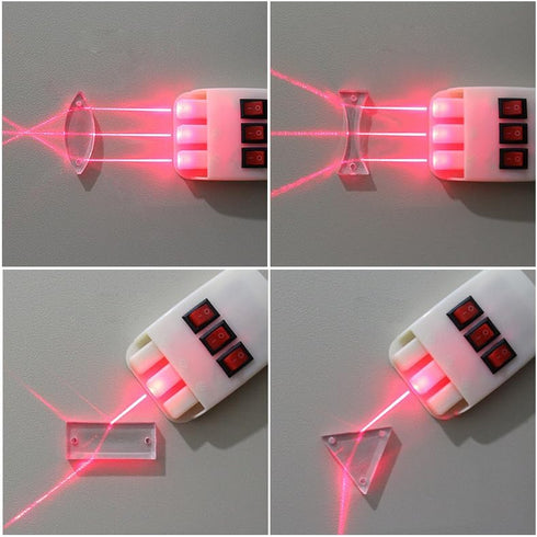 Magnetic Physics Optical Experiment Kit with Adjustable Triple Laser Source, Prisms, Reflectors, Educational Lab