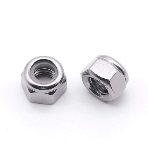 5/16-18 Nylon Insert Hex Lock Nuts – Stainless Locknuts, Hex Drive, 304 Stainless Steel, Pack of 50