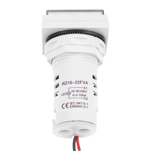 AC Current and Voltage Indicator, 22mm Display Meter, 0-100A 60-500V LED Voltmeter, Current Detector (White)