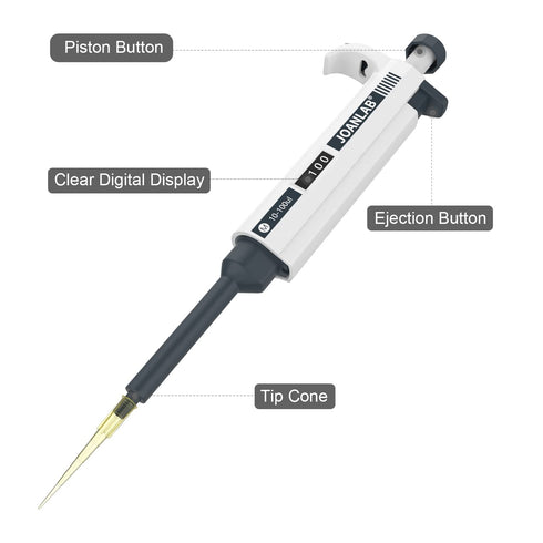 JOANLAB Micropipette 10-100ul Manual Adjustable Single Channel Pipettes with 600pcs Pipette Tips