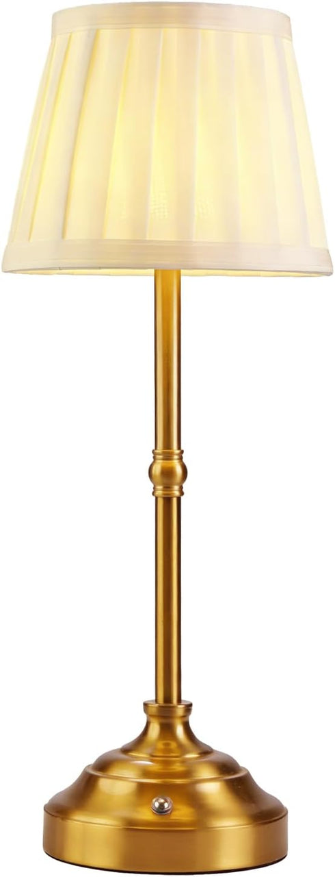 YIEONSHION Portables Cordless Table Lamp, Fabric Shade Desk Lamp, Rechargeable Battery Powered Lighting,