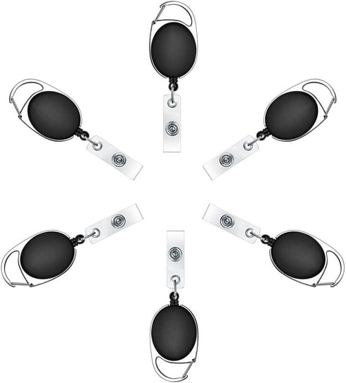 selizo 6pcs Retractable Badge Holders with Carabiner Reel Clip