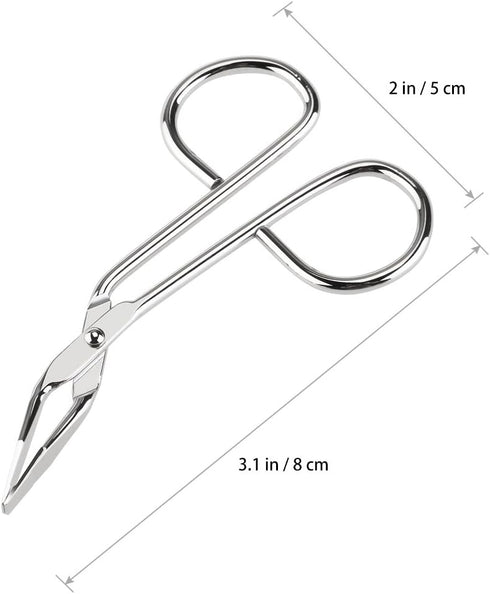 Seadiquiet Tweezers,Elbow Silver Stainless Steel Eyebrow Scissors Pliers Clip Scissors,Flat Tip Tweezers Hair Plucker