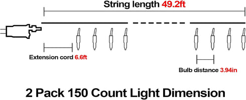 98ft 2 Pack 150 Count Bulbs 150 Count 2 Pack) ILLUMINEW Christmas Lights - Connectable Waterproof Led Fairy Lights