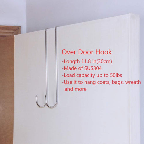 Over The Door Hook, 11.8 inch Heavy Duty Door Hanger for Home, Kitchen, Office