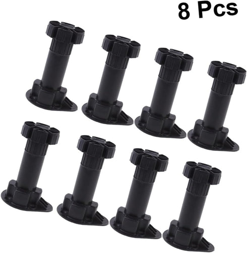 8pcs Holibanna Thickened Adjustable Plastic Furniture Legs for Sofa Cabinet Table Feet Support Black Height Non-Rust