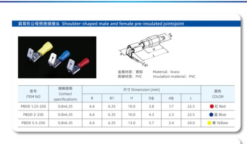 50pcs Piggy Back Spade Waterproof Cold Pressing Electrical Insulated Quick Splice Crimp Terminals, Red