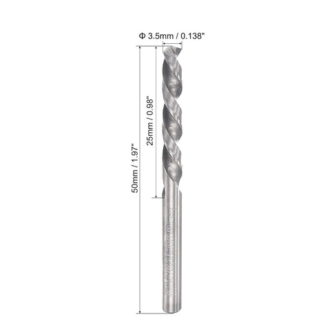uxcell Solid Carbide Twist Drill Bits 3.5mm, Metric Left Hand Spiral Flutes Straight Shank Tungsten Steel Drilling Tool for Stainless Steel Alloy Metal, 2pcs