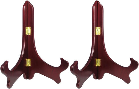 BANBERRY DESIGNS Premium Quality Mahogany Wooden Easels, Set of 2, 9" H, Ideal for Large Plates, Plaques, Books