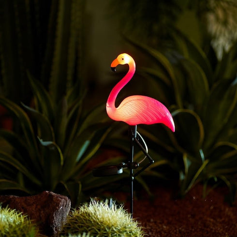 Waterproof Solar Flamingo Garden Light, Durable Blow Molded Flamingo Shape with Removable Ground Plug