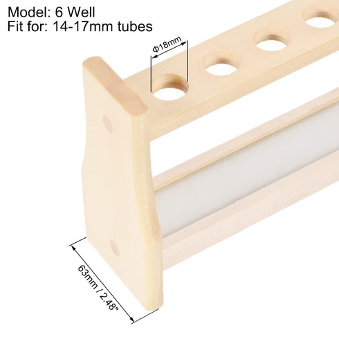 uxcell Wooden Test Tube Holder Rack, 6 Wells for 10ml Centrifuge Tubes