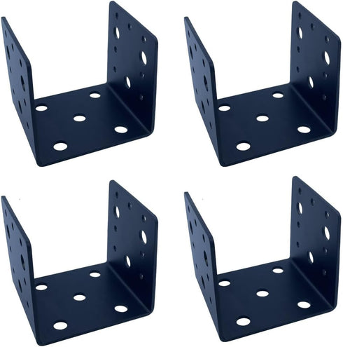 4 PCS Heavy Duty Steel Half Post Base for 4x4 Post Anchor Connector, Mounting Joist Hanger Brackets for Wood Posts