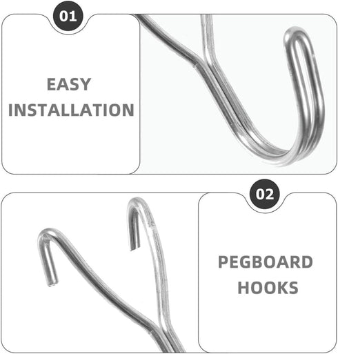50pcs 2.5-inch Homoyoyo Small Metal Pegboard Hooks J Shaped Utility Hooks for Kitchen Utensils Tool Bench Display