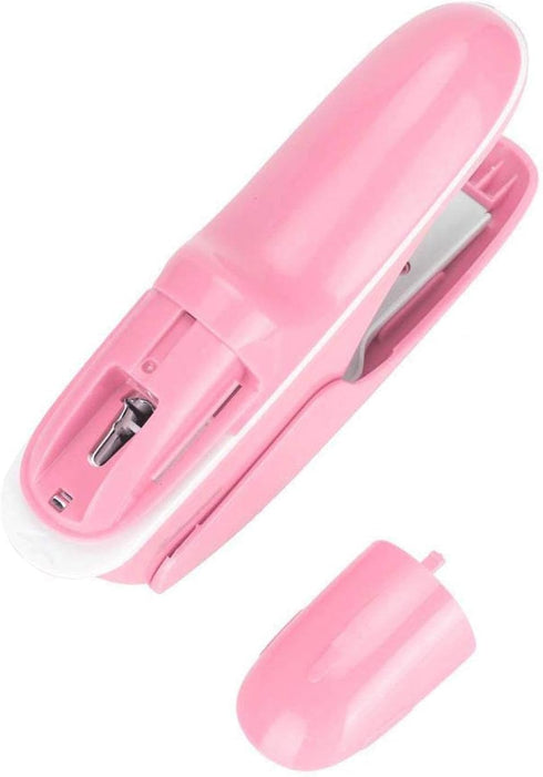 Stapleless Stapler, Pink Staple Free Hand Tool for Office School, Comfortable Handle for Paper Binding
