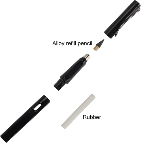 Everlasting Inkless Pencil Set, 8Pcs with Eraser and 8 Pcs Replaceable Nibs
