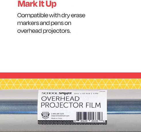 School Smart 10-1/4 Inches 50 4 Overhead Projector Film Roll, x Feet, mil Thick