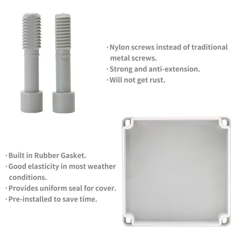 MAKERELE Waterproof Outside Electrical Box Grey 3.74 x2.56 x2.17 (956555mm) IP67 Small ABS Plastic Case with 2 NPT