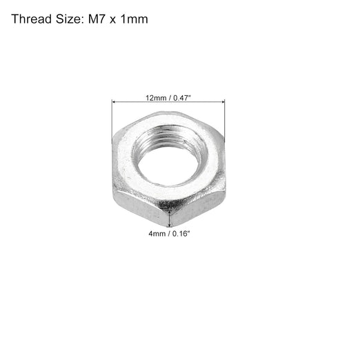 PATIKIL M7 x 1.0 Steel Hex Nuts, 30 Pack Metric Thread Zinc Plated Finished Hardware Nuts Screw Bolt Fasteners 4mm Height