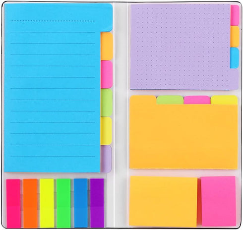 Sticky Notes Set by Hommie, Colored Divider Self-Stick Notes Pads Bundle, 60 Ruled, 40 Dotted, 40 Blank