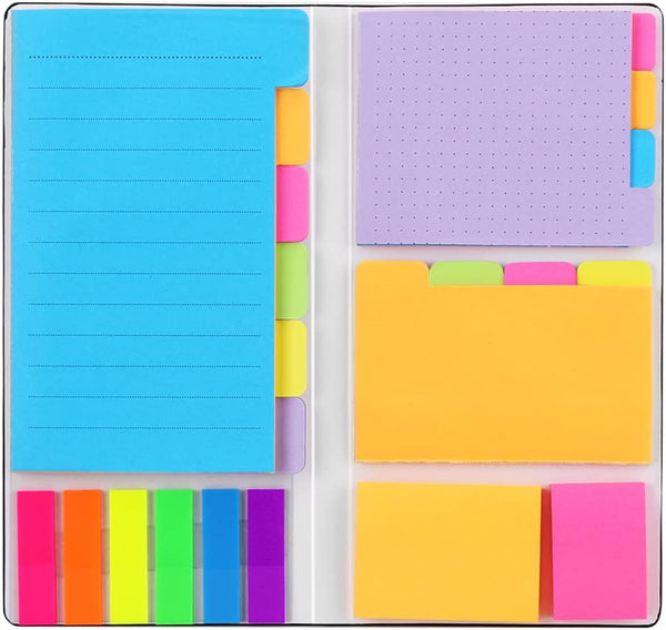 Sticky Notes Set by Hommie, Colored Divider Self-Stick Notes Pads Bundle, 60 Ruled, 40 Dotted, 40 Blank