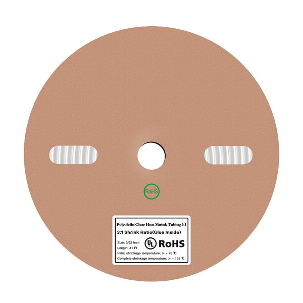 41 Feet 3/32" Clear Heat Shrink Tubing Roll, 3:1 Electrical Shrink Tube for Wires, Marine Grade with Adhesive Lined